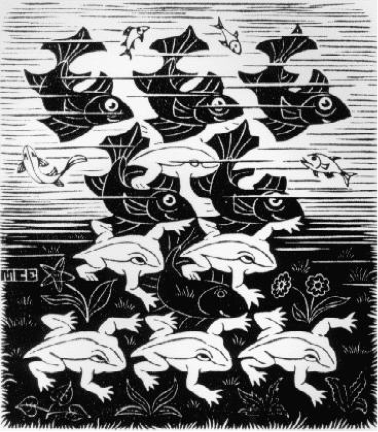 M.C. Escher "Fish and Frogs" 1949