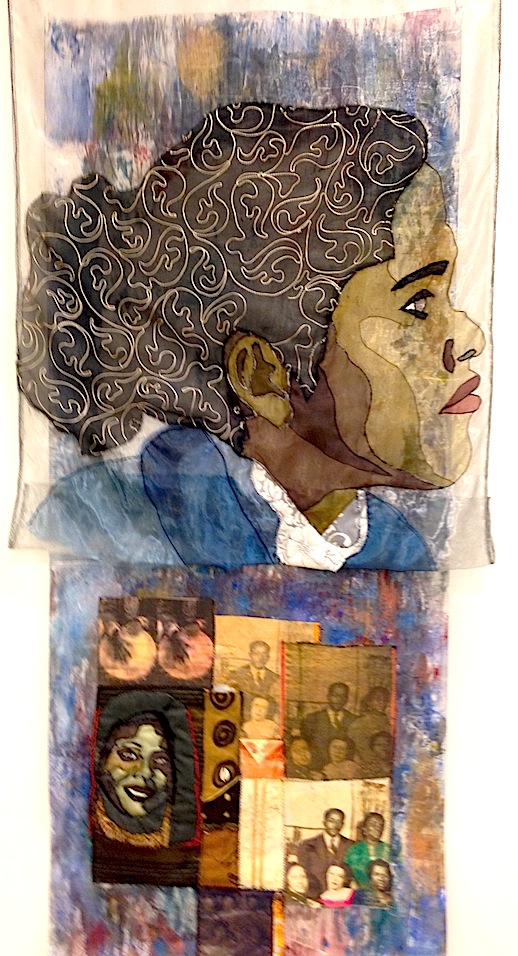 “Forced Immigration” Chloe Spear: Washer General Quilted Chronicles series Medium: silk, nylon and hand dyed cloth, machine pieced by L’Merchie Frazier