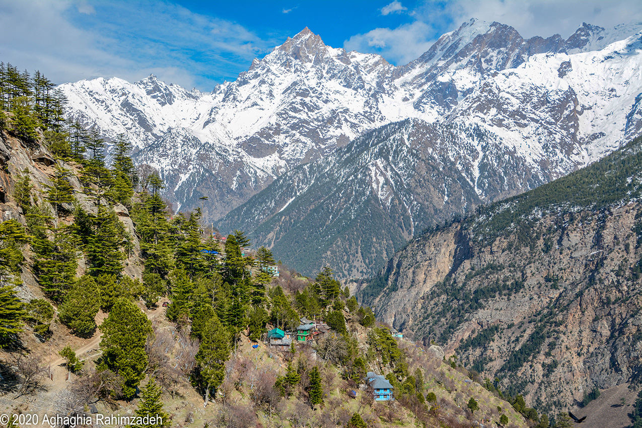 Kinner Kailash Mountain Range looms over the Kinnaur Valley