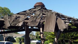 shingled roof falled into disrepair