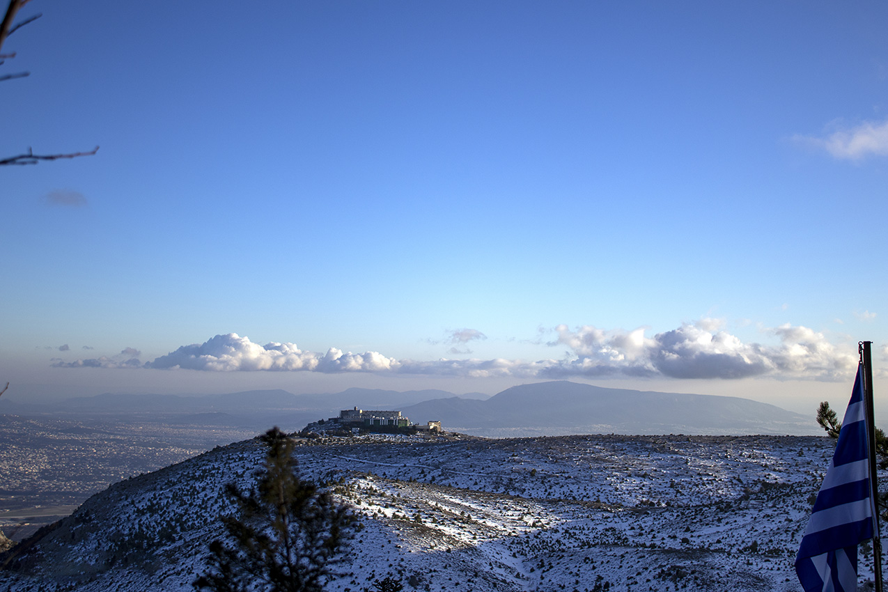 snowy landscape in Greece