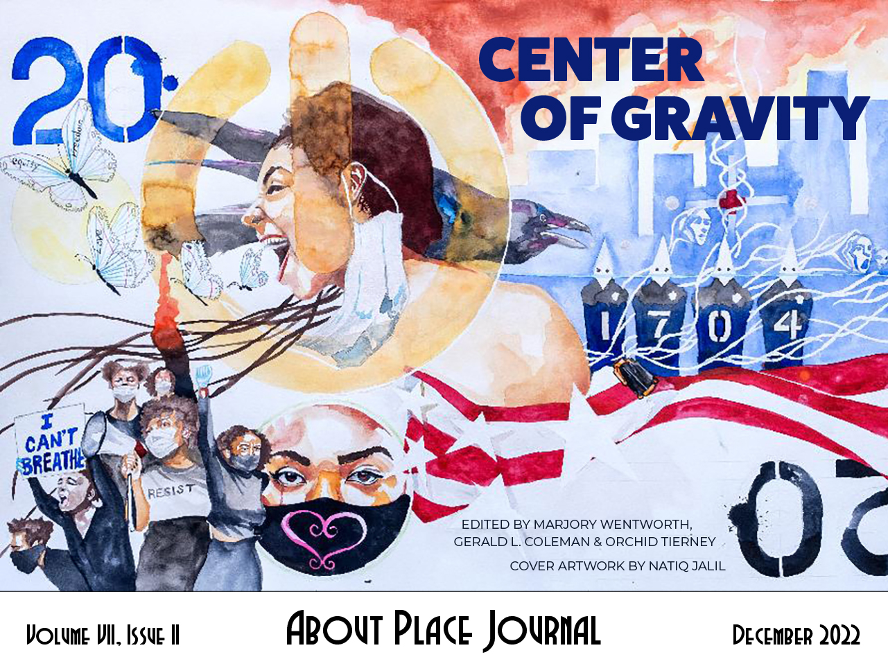 About Place Journal, Center of Gravity cover featuring artwork by Natiq Jalil