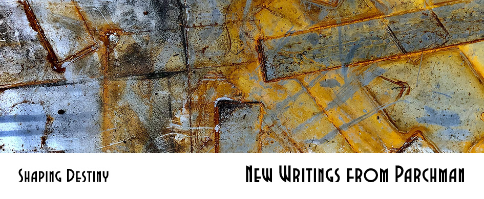 "Shaping Destiny: New Writings from Parchman" banner: abstract rusted metal